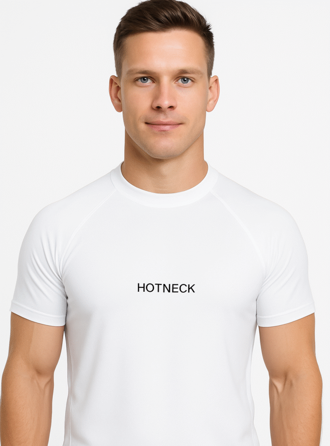 Men Compression Half Sleeves White T-shirt